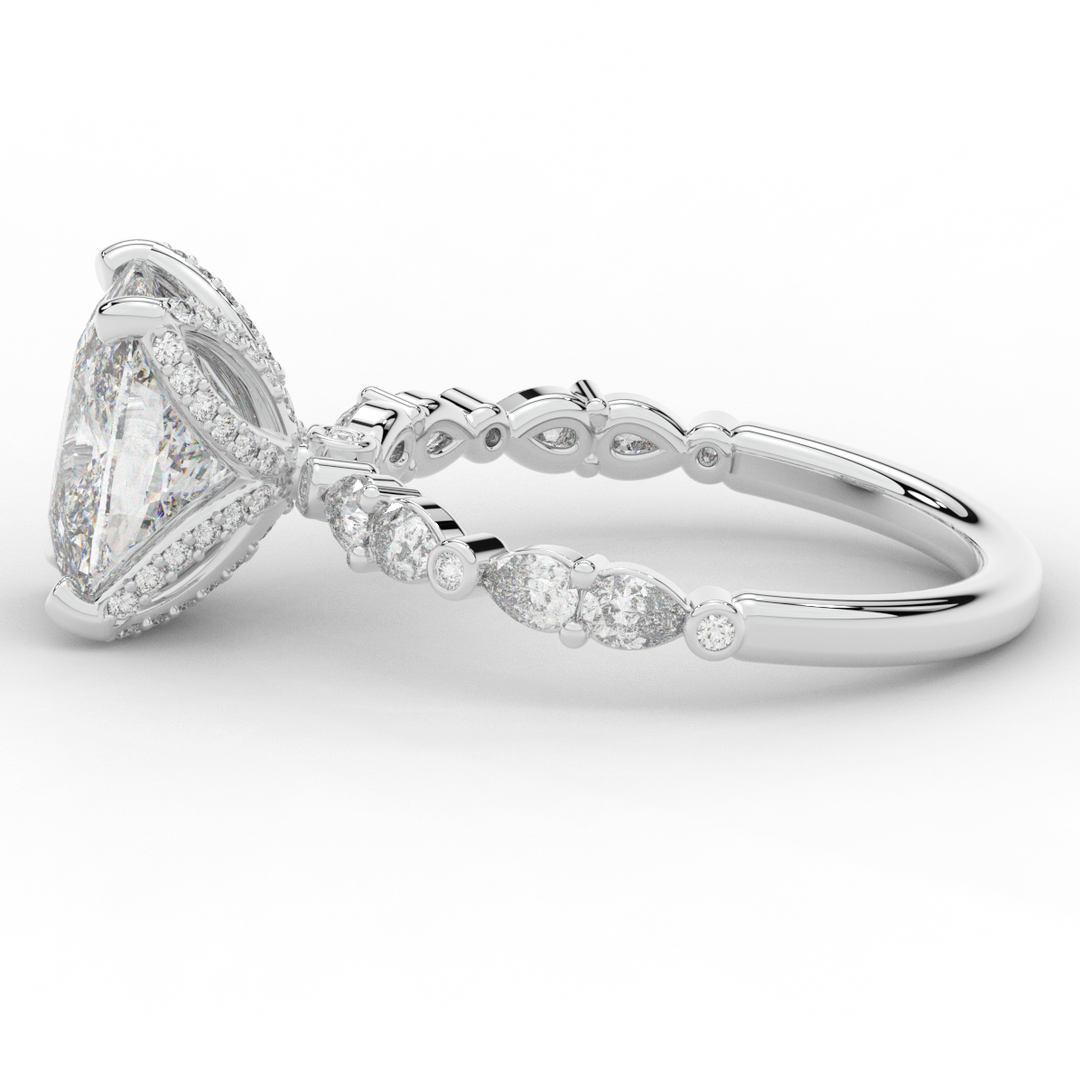 3.60CT.TW CUSHION LAB DIAMOND SOLITAIRE ENGAGEMENT RING - Nazarelle