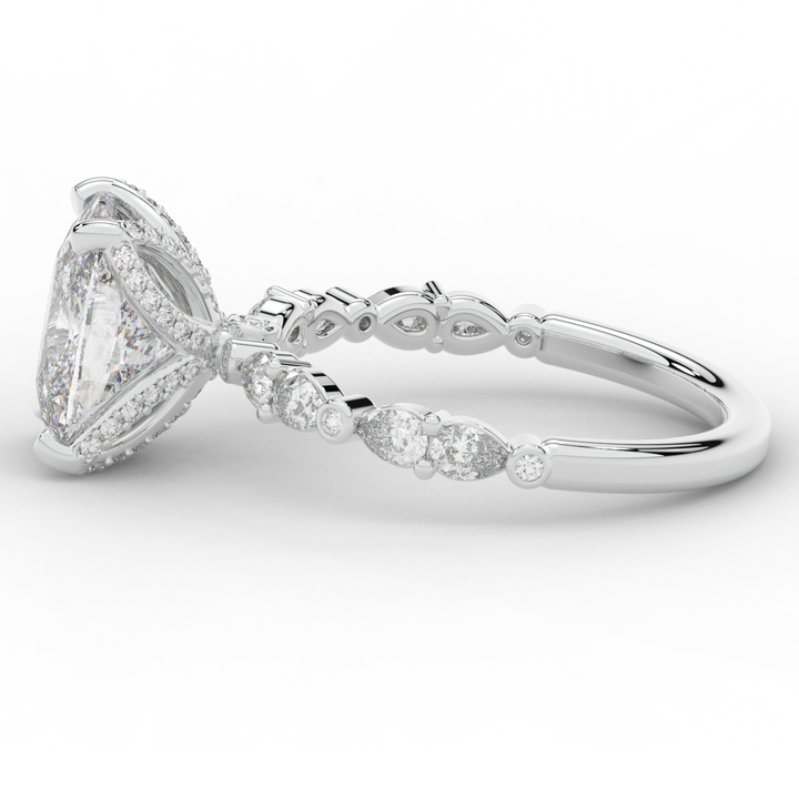 3.60CT.TW CUSHION LAB DIAMOND SOLITAIRE ENGAGEMENT RING - Nazarelle