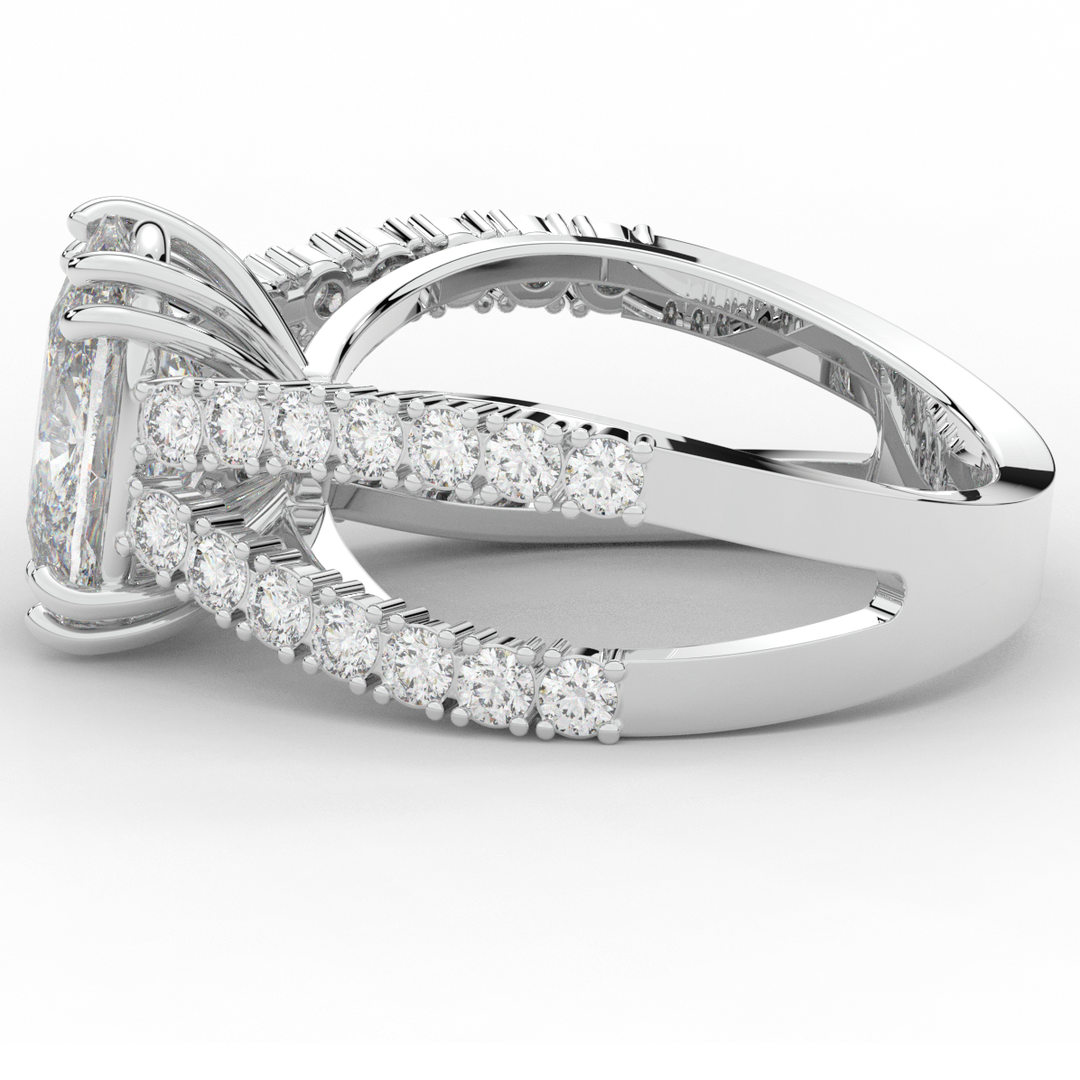 3.75CT.TW CUSHION LAB DIAMOND SPLIT BAND ENGAGEMENT RING - Nazarelle