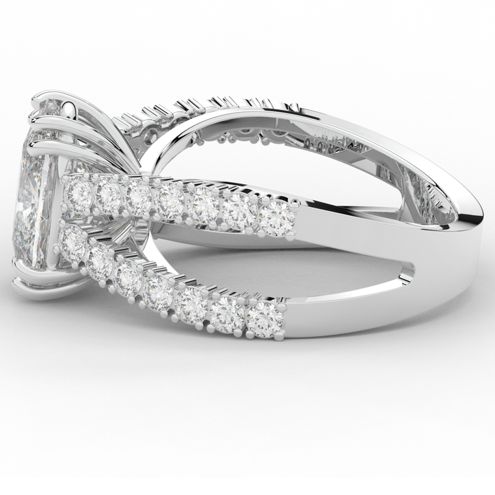 3.75CT.TW CUSHION LAB DIAMOND SPLIT BAND ENGAGEMENT RING - Nazarelle