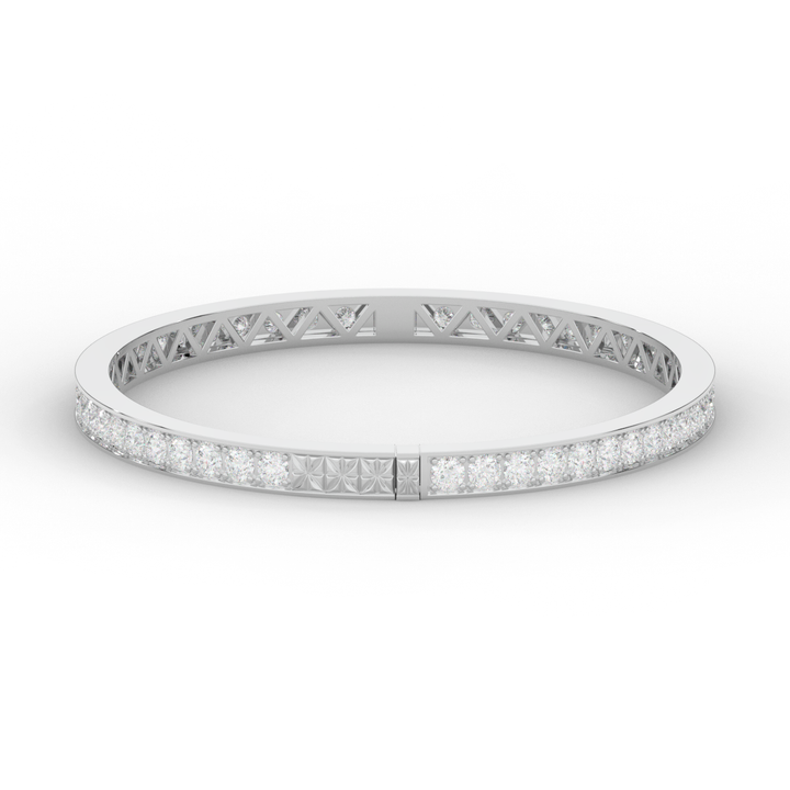 5.10CT.TW ROUND LAB DIAMOND BANGLE - Nazarelle