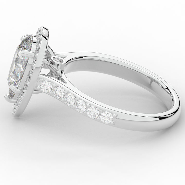 2.50CT.TW PEAR LAB DIAMOND HALO ENGAGEMENT RING - Nazarelle