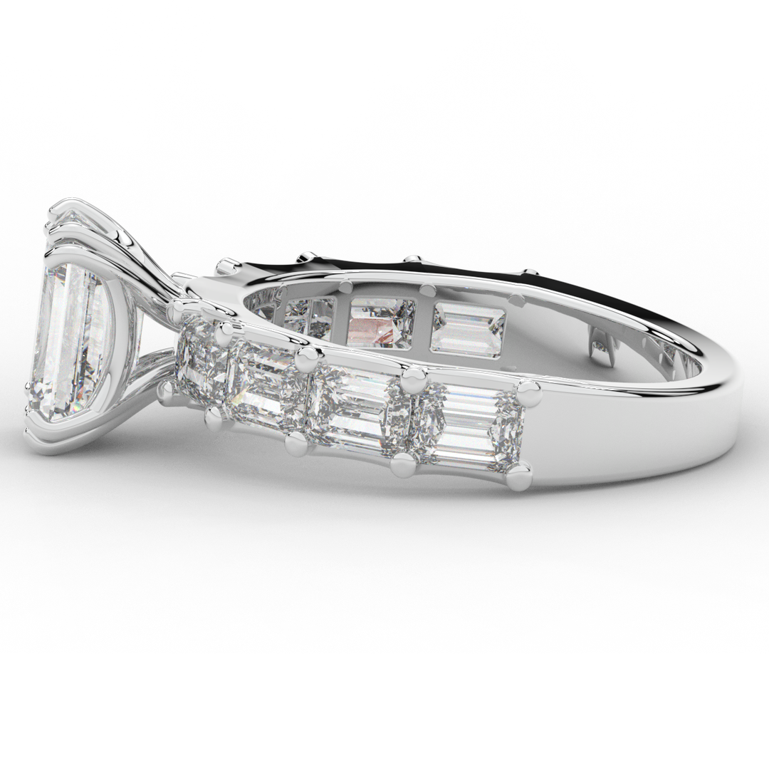 3.75CT.TW EMERALD CUT LAB DIAMOND SOLITAIRE ENGAGEMENT RING - Nazarelle