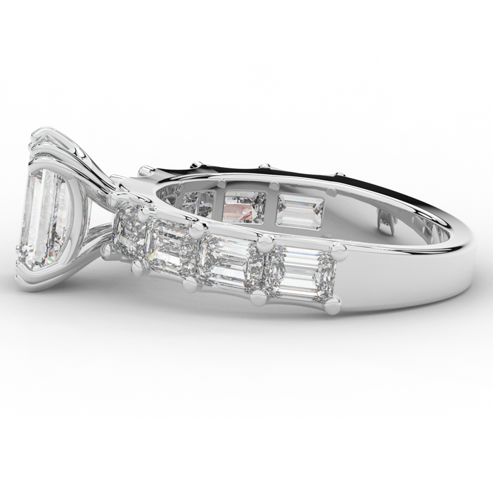 3.75CT.TW EMERALD CUT LAB DIAMOND SOLITAIRE ENGAGEMENT RING - Nazarelle