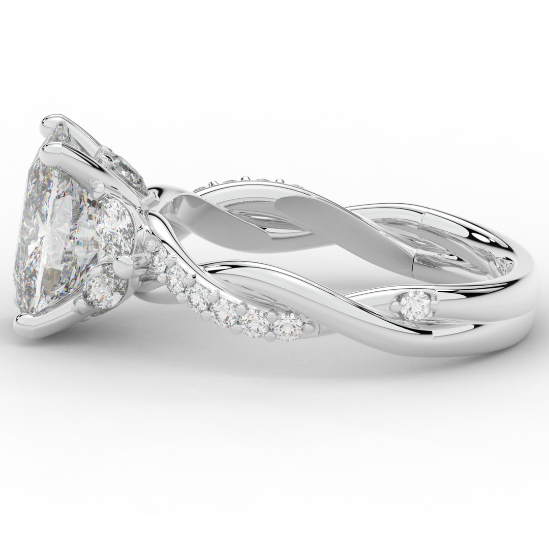 2.40CT.TW CUSHION LAB DIAMOND TWIST BAND ENGAGEMENT RING - Nazarelle