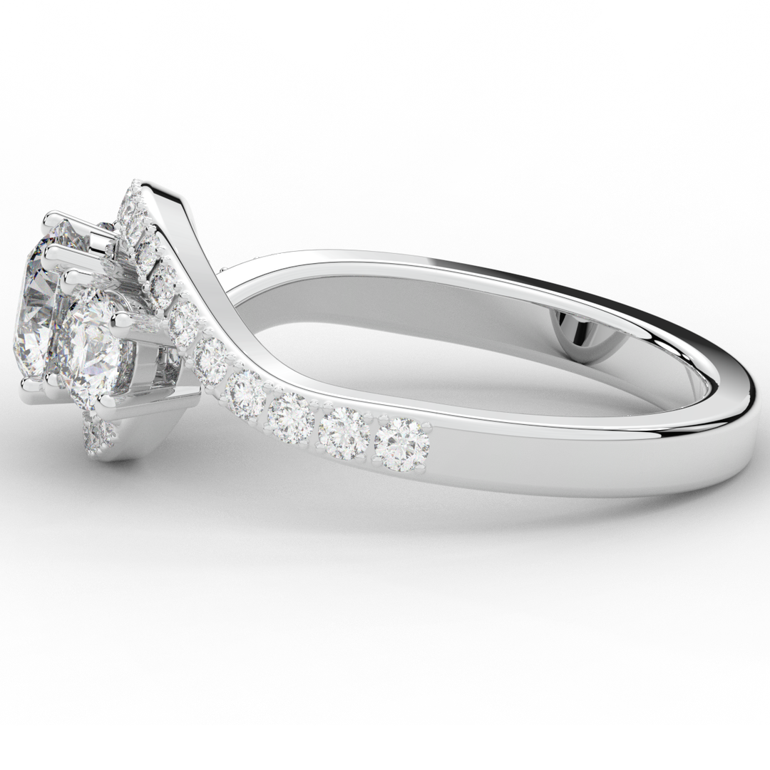 1.65CT.TW ROUND LAB DIAMOND TWIST HALO ENGAGEMENT RING - Nazarelle