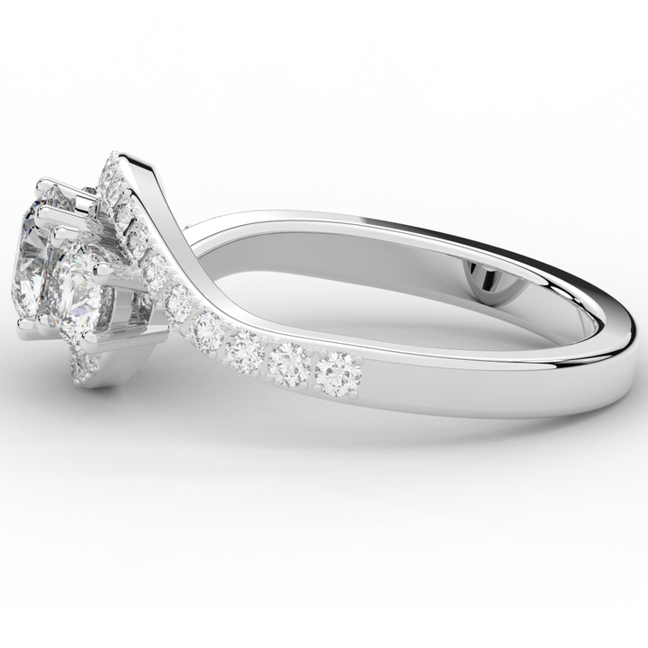 1.65CT.TW ROUND LAB DIAMOND TWIST HALO ENGAGEMENT RING - Nazarelle