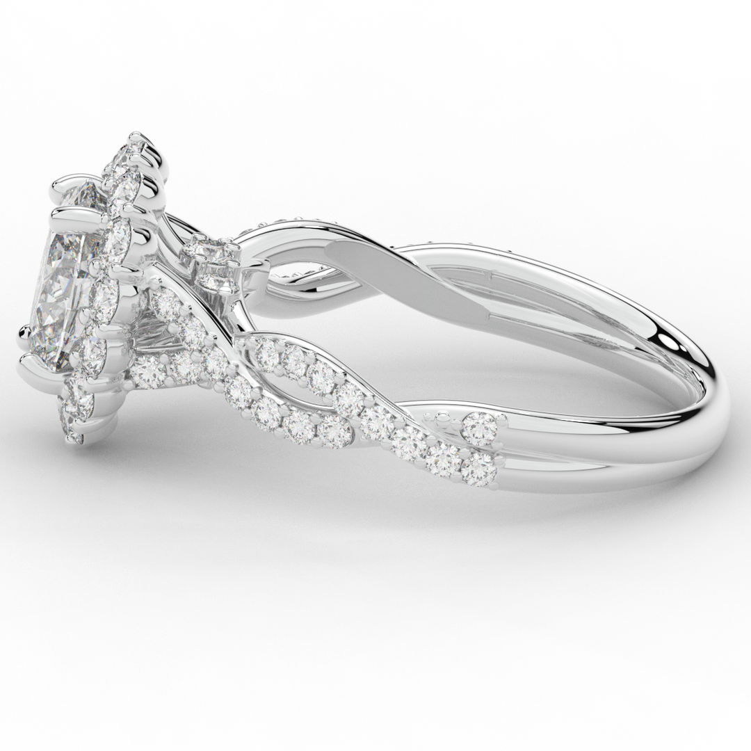 1.75CT.TW OVAL LAB DIAMOND HALO TWIST BAND ENGAGEMENT RING - Nazarelle
