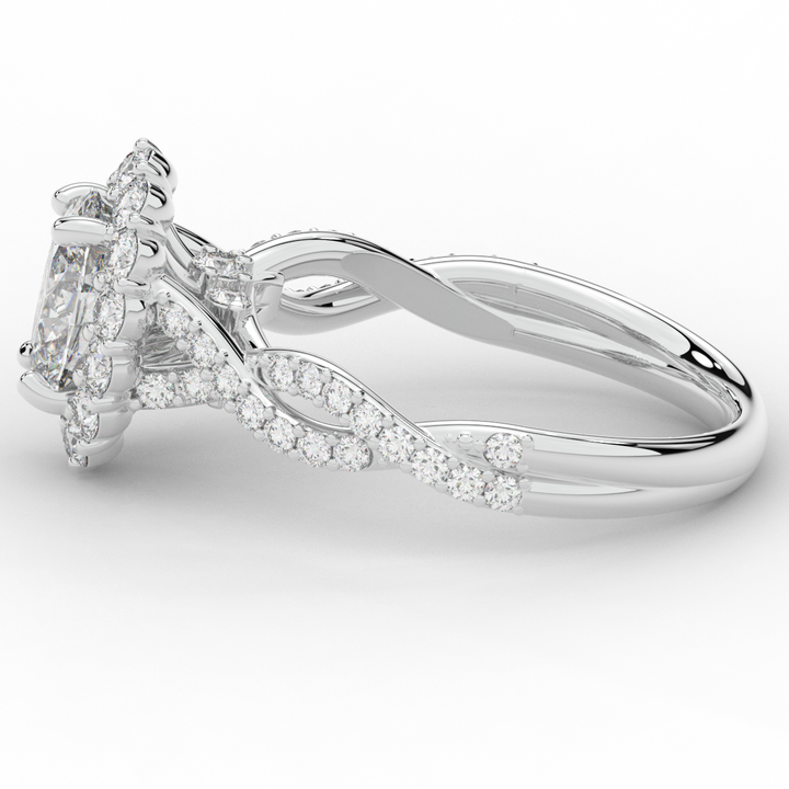 1.75CT.TW OVAL LAB DIAMOND HALO TWIST BAND ENGAGEMENT RING - Nazarelle