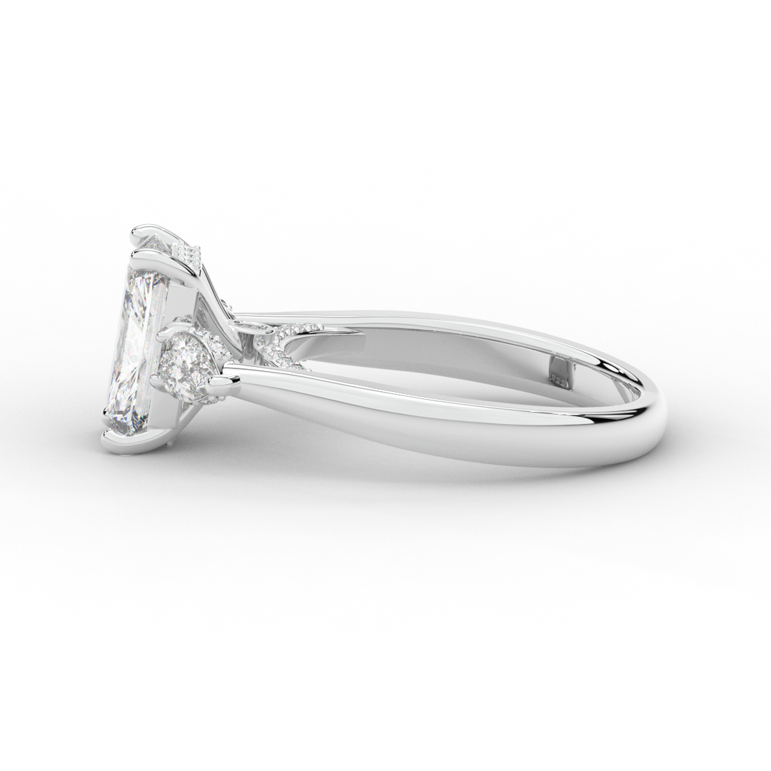 2.40CT.TW RADIANT LAB DIAMOND 3 STONE ENGAGEMENT RING - Nazarelle