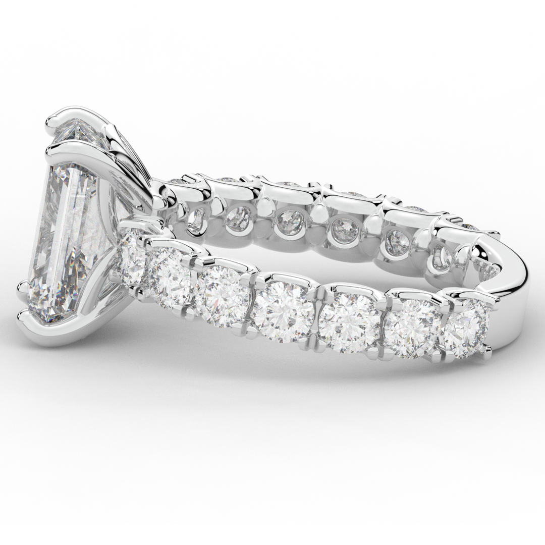 4.35CT.TW EMERALD CUT LAB DIAMOND ENGAGEMENT RING - Nazarelle