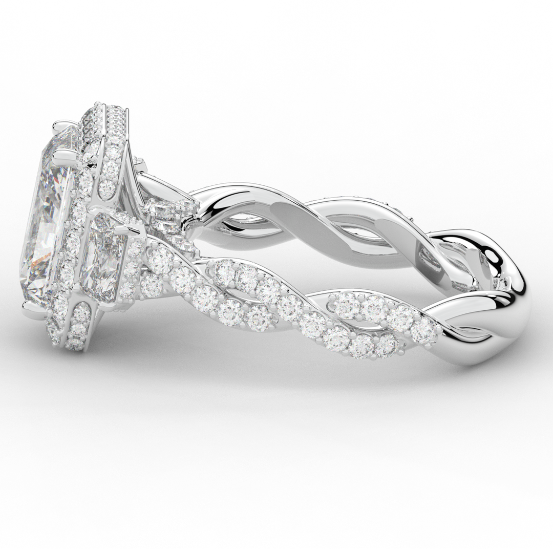 4.70CT.TW RADIANT LAB DIAMOND 3 STONE ENGAGEMENT RING - Nazarelle
