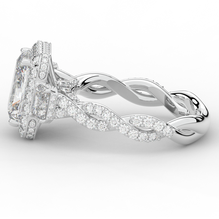 4.70CT.TW RADIANT LAB DIAMOND 3 STONE ENGAGEMENT RING - Nazarelle