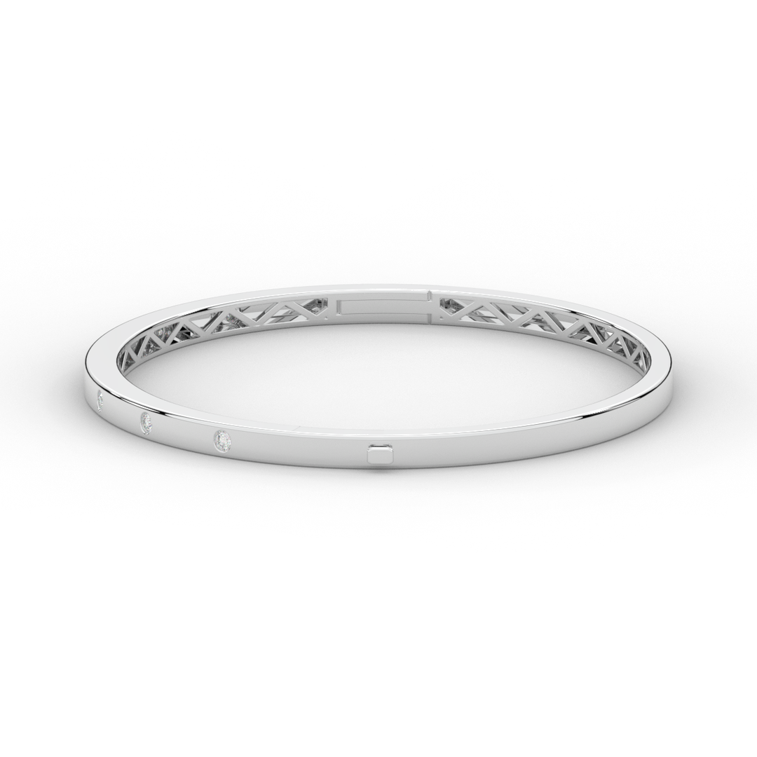 0.15CT.TW ROUND LAB BEZEL SET DIAMOND BANGLE - Nazarelle