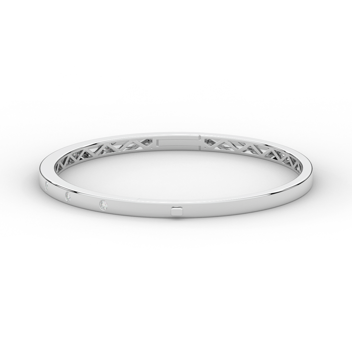 0.15CT.TW ROUND LAB BEZEL SET DIAMOND BANGLE - Nazarelle