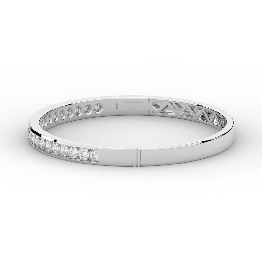 2.75CT.TW ROUND LAB CHANNEL SET DIAMOND BANGLE - Nazarelle