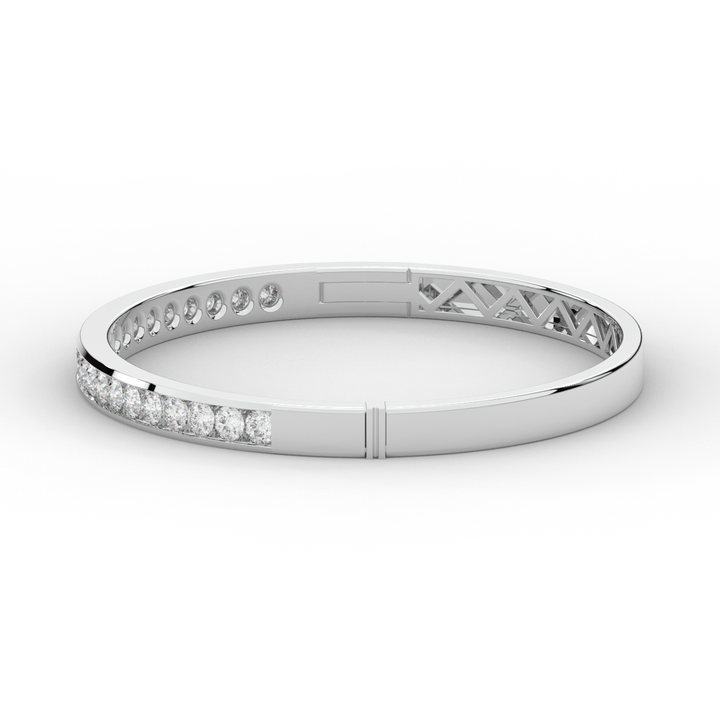 2.75CT.TW ROUND LAB CHANNEL SET DIAMOND BANGLE - Nazarelle