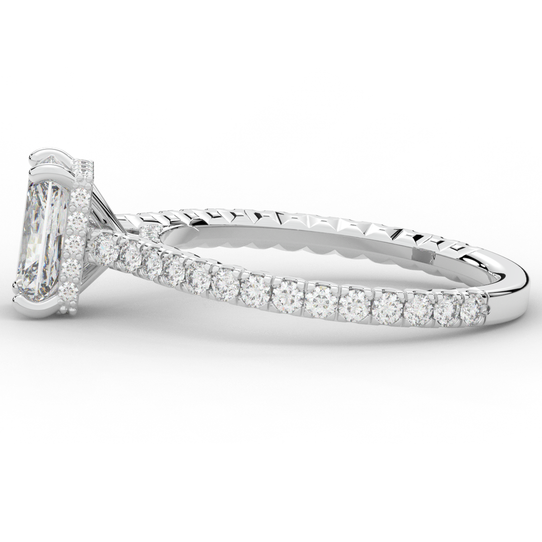 2.10CT.TW RADIANT LAB DIAMOND UNDERHALO SOLITAIRE ENGAGEMENT RING - Nazarelle