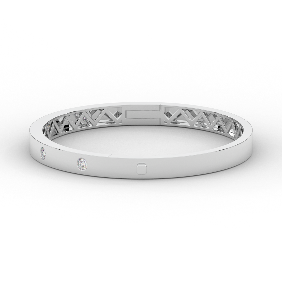 0.50CT.TW ROUND LAB DIAMOND BEZEL SET BANGLE - Nazarelle