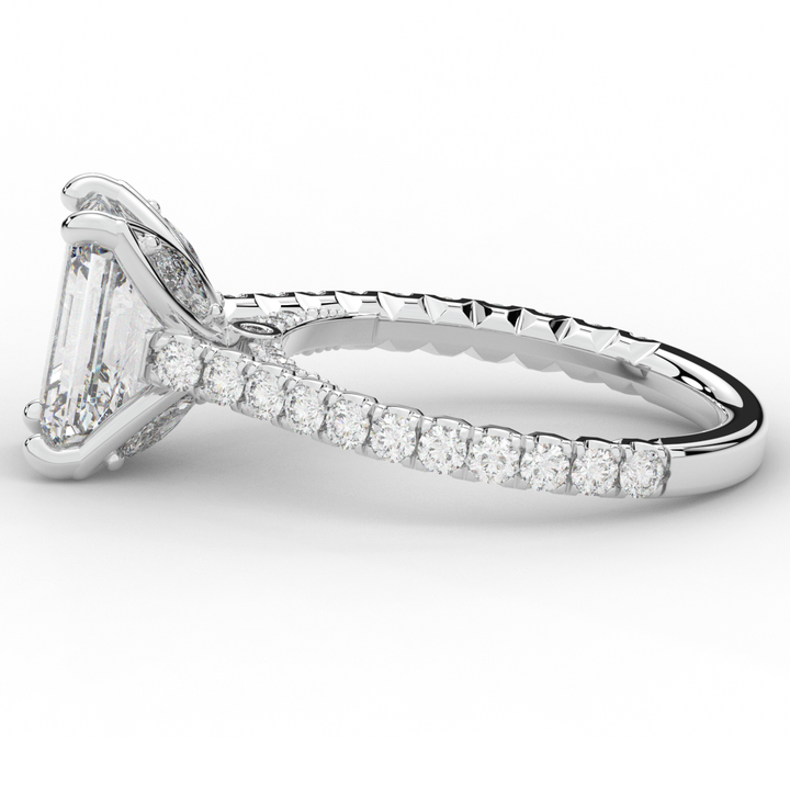 2.70CT.TW EMERALD CUT LAB DIAMOND SOLITAIRE ENGAGEMENT RING - Nazarelle