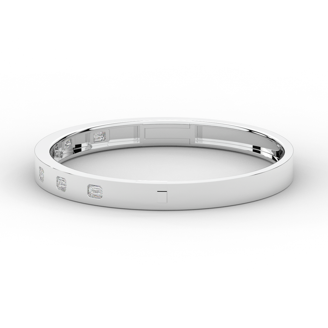 1.25CT.TW ROUND LAB DIAMOND BEZEL SET BANGLE - Nazarelle