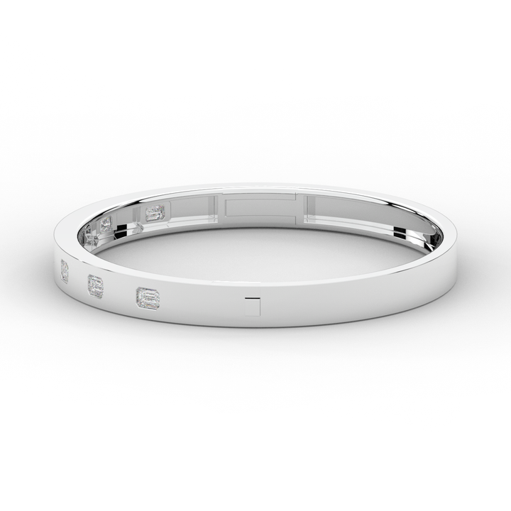 1.25CT.TW ROUND LAB DIAMOND BEZEL SET BANGLE - Nazarelle