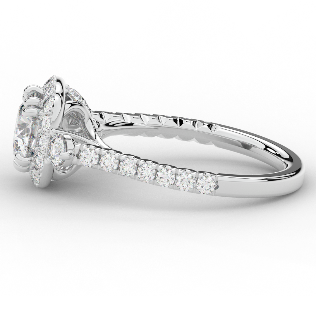 1.75CT.TW ROUND LAB DIAMOND HALO ENGAGEMENT RING - Nazarelle