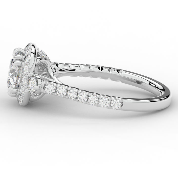 1.75CT.TW ROUND LAB DIAMOND HALO ENGAGEMENT RING - Nazarelle