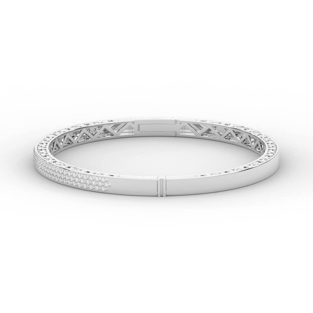 0.75CT.TW 3 ROW ROUND LAB DIAMOND  BANGLE - Nazarelle