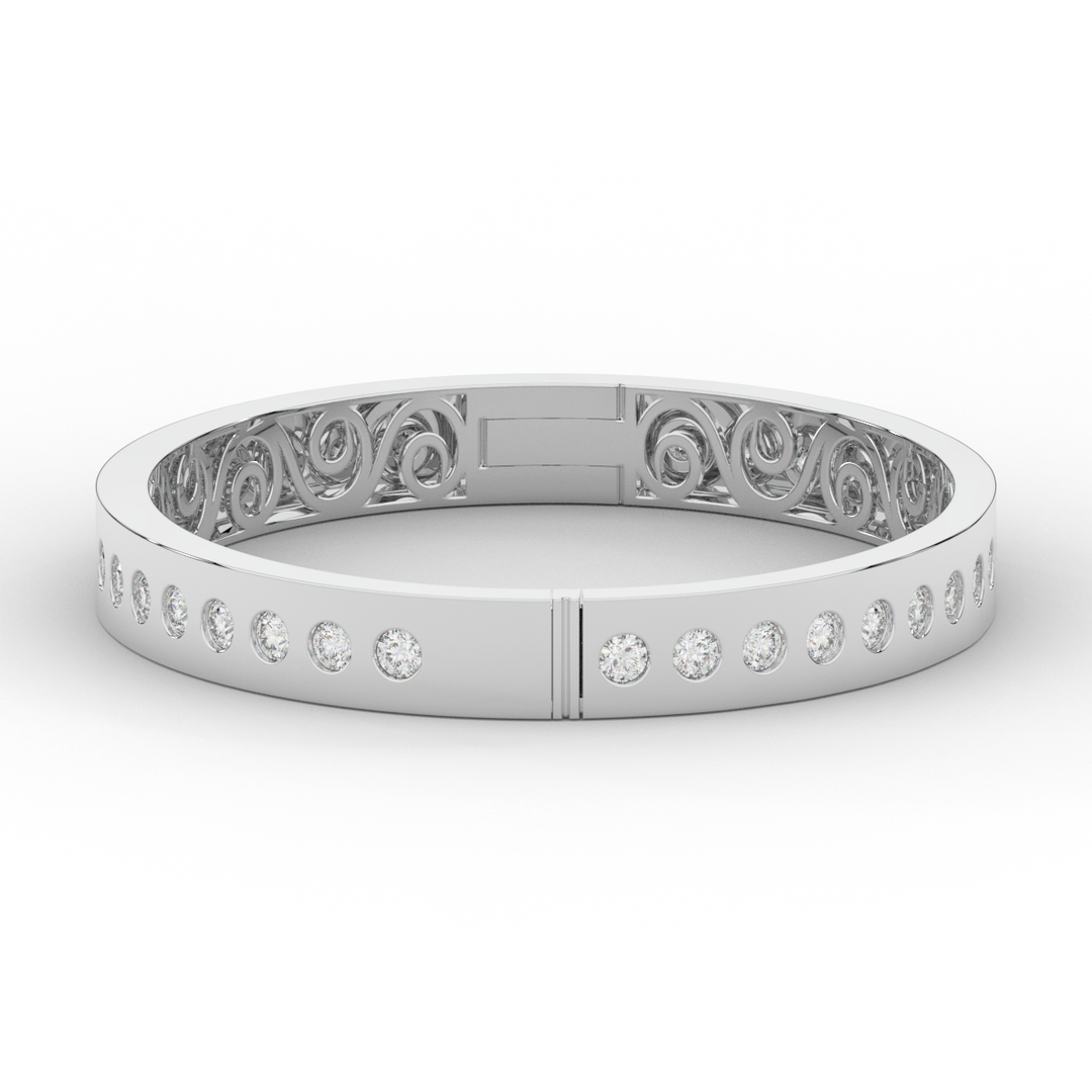 4.50CT.TW ROUND LAB DIAMOND ETERNITY BEZEL SET BANGLE - Nazarelle