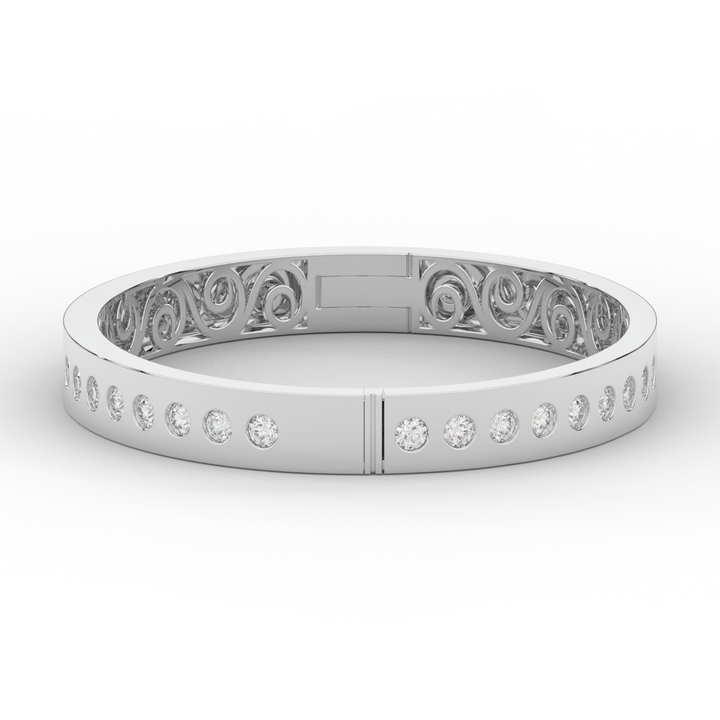 4.50CT.TW ROUND LAB DIAMOND ETERNITY BEZEL SET BANGLE - Nazarelle