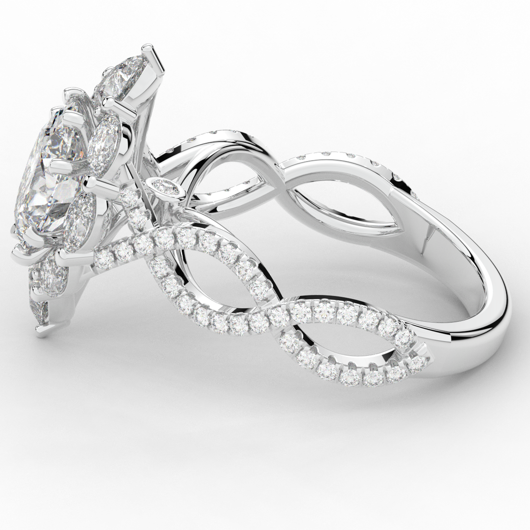 3.00CT.TW OVAL LAB DIAMOND HALO ENGAGEMENT RING - Nazarelle