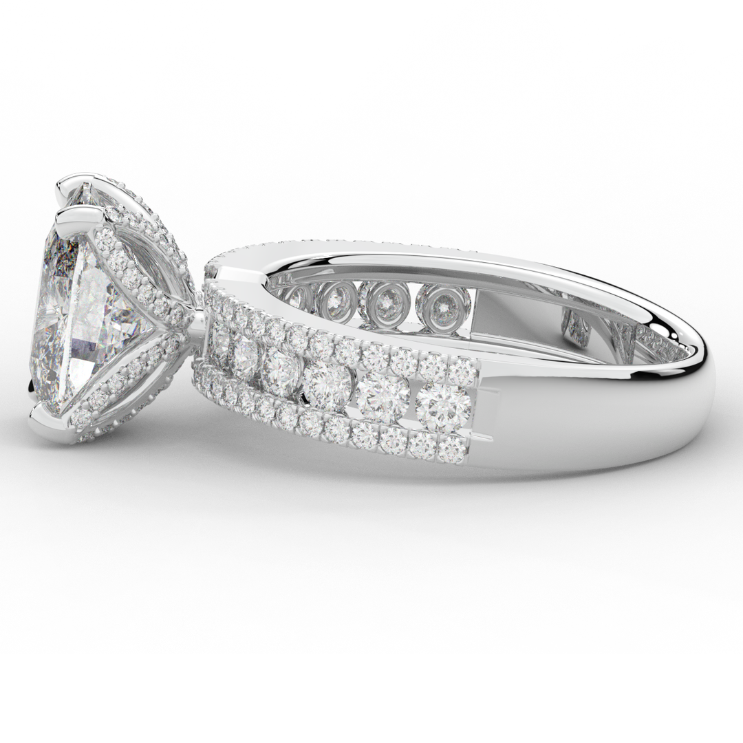 3.95CT.TW CUSHION LAB DIAMOND SOLITAIRE ENGAGEMENT RING - Nazarelle