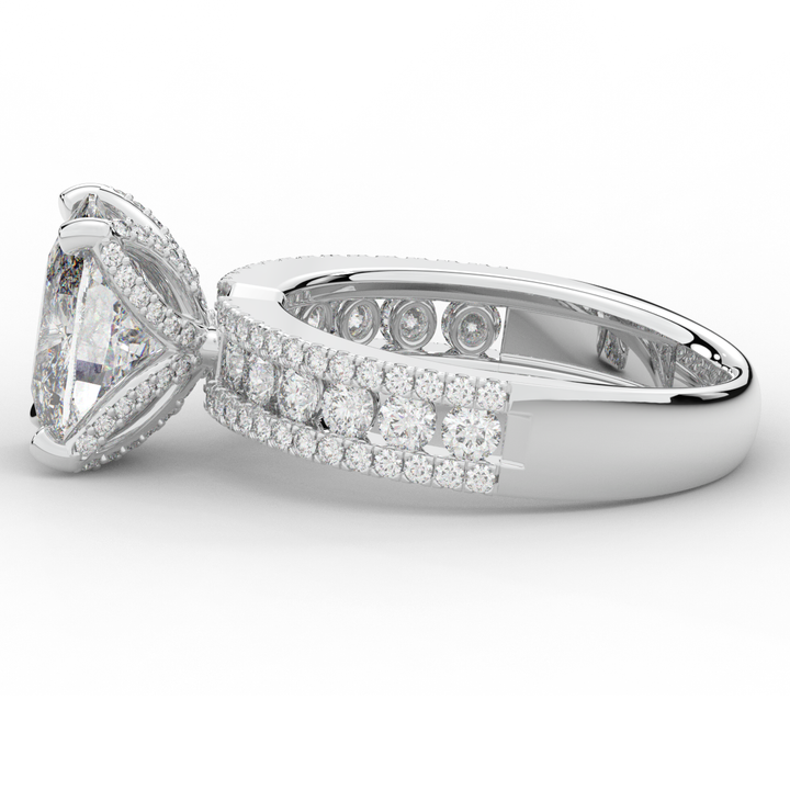 3.95CT.TW CUSHION LAB DIAMOND SOLITAIRE ENGAGEMENT RING - Nazarelle