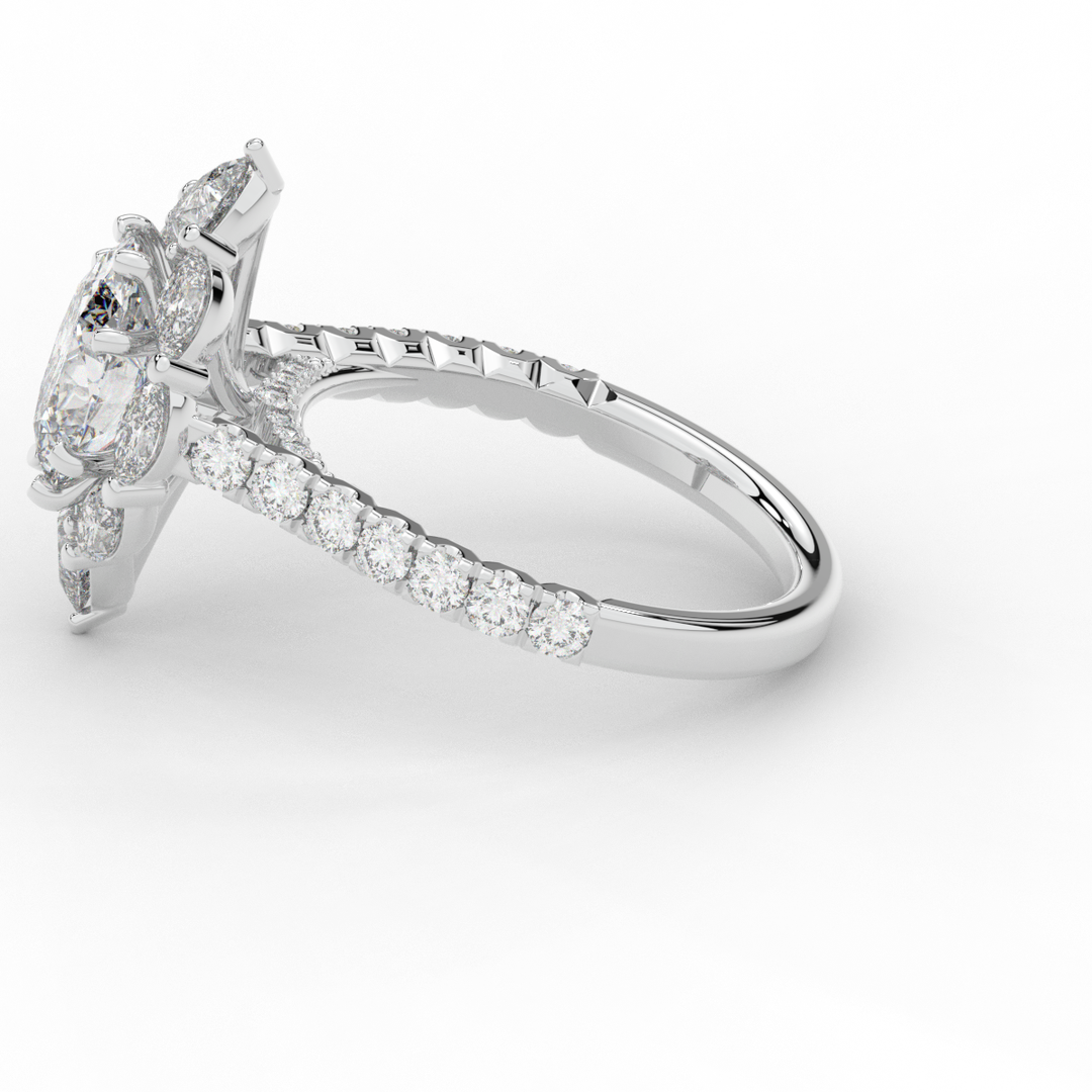 2.75CT.TW OVAL LAB DIAMOND HALO ENGAGEMENT RING - Nazarelle