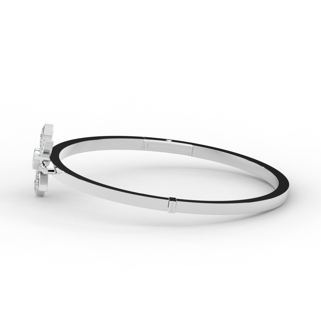 0.40CT.TW ROUND LAB BEZEL AND PRONG SET FLOWER DIAMOND BANGLE - Nazarelle