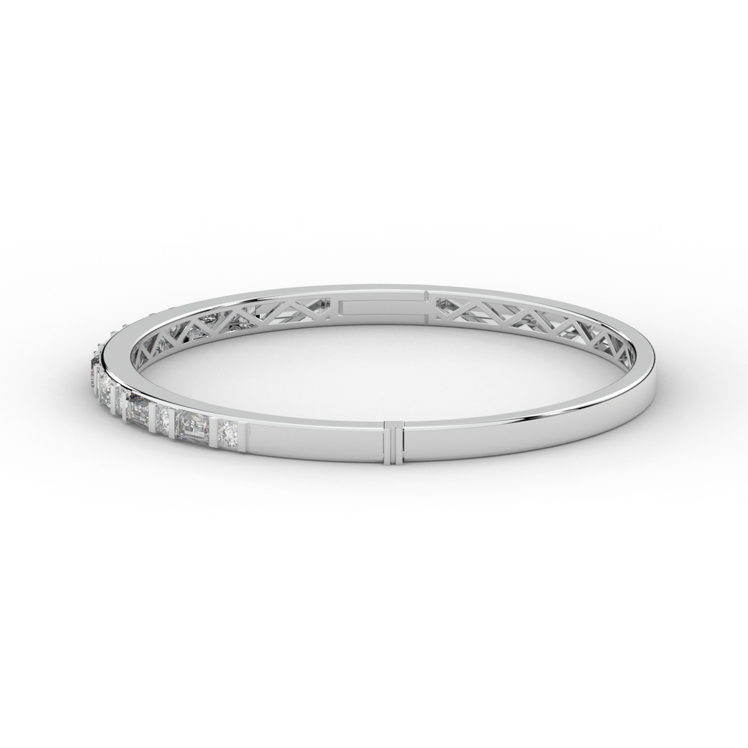 2.75CT.TW ROUND AND EMERALD CUT LAB DIAMOND SHARED PRONG BANGLE - Nazarelle