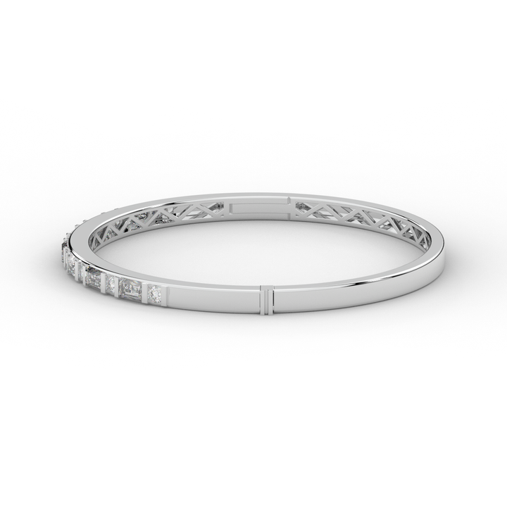 2.75CT.TW ROUND AND EMERALD CUT LAB DIAMOND SHARED PRONG BANGLE - Nazarelle