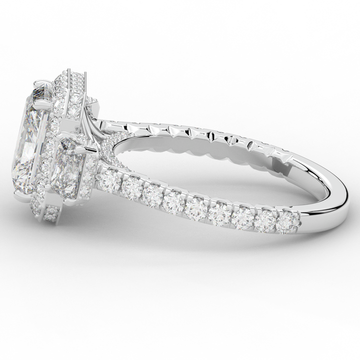 3.20CT.TW RADIANT LAB DIAMOND 3 STONE ENGAGEMENT RING - Nazarelle
