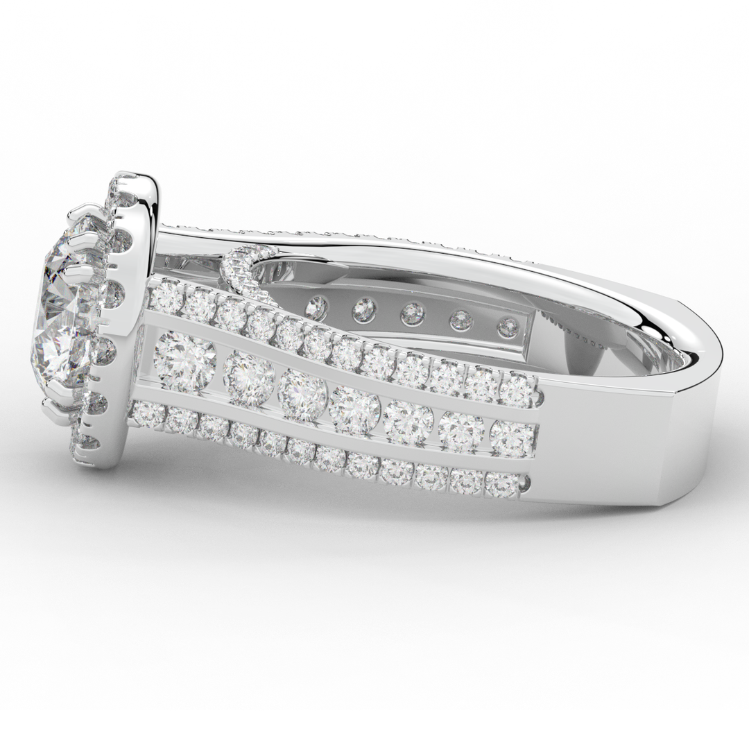 2.90CT.TW ROUND LAB DIAMOND HALO ENGAGEMENT RING - Nazarelle