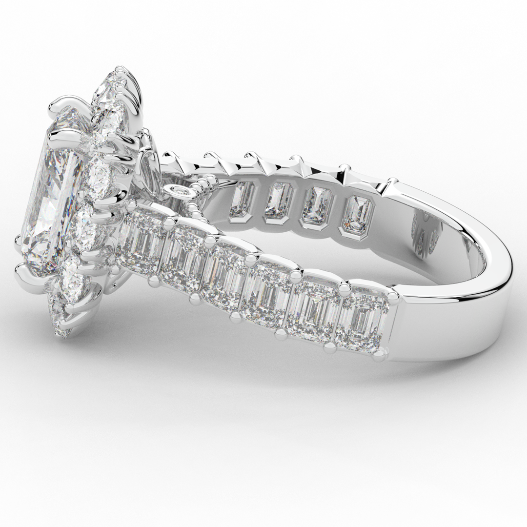 6.00CT.TW RADIANT LAB DIAMOND HALO ENGAGEMENT RING - Nazarelle