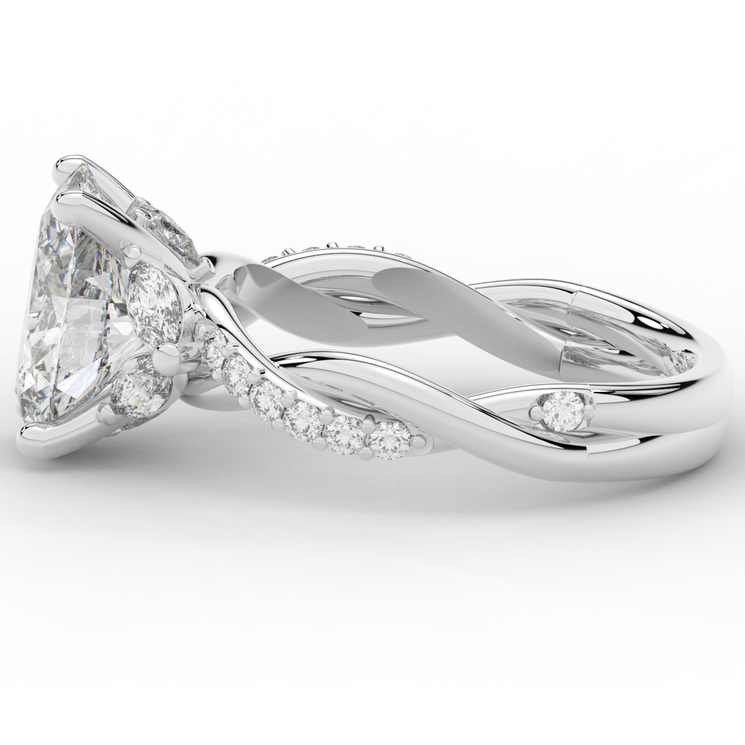 2.40CT.TW OVAL LAB DIAMOND TWIST ENGAGEMENT RING - Nazarelle