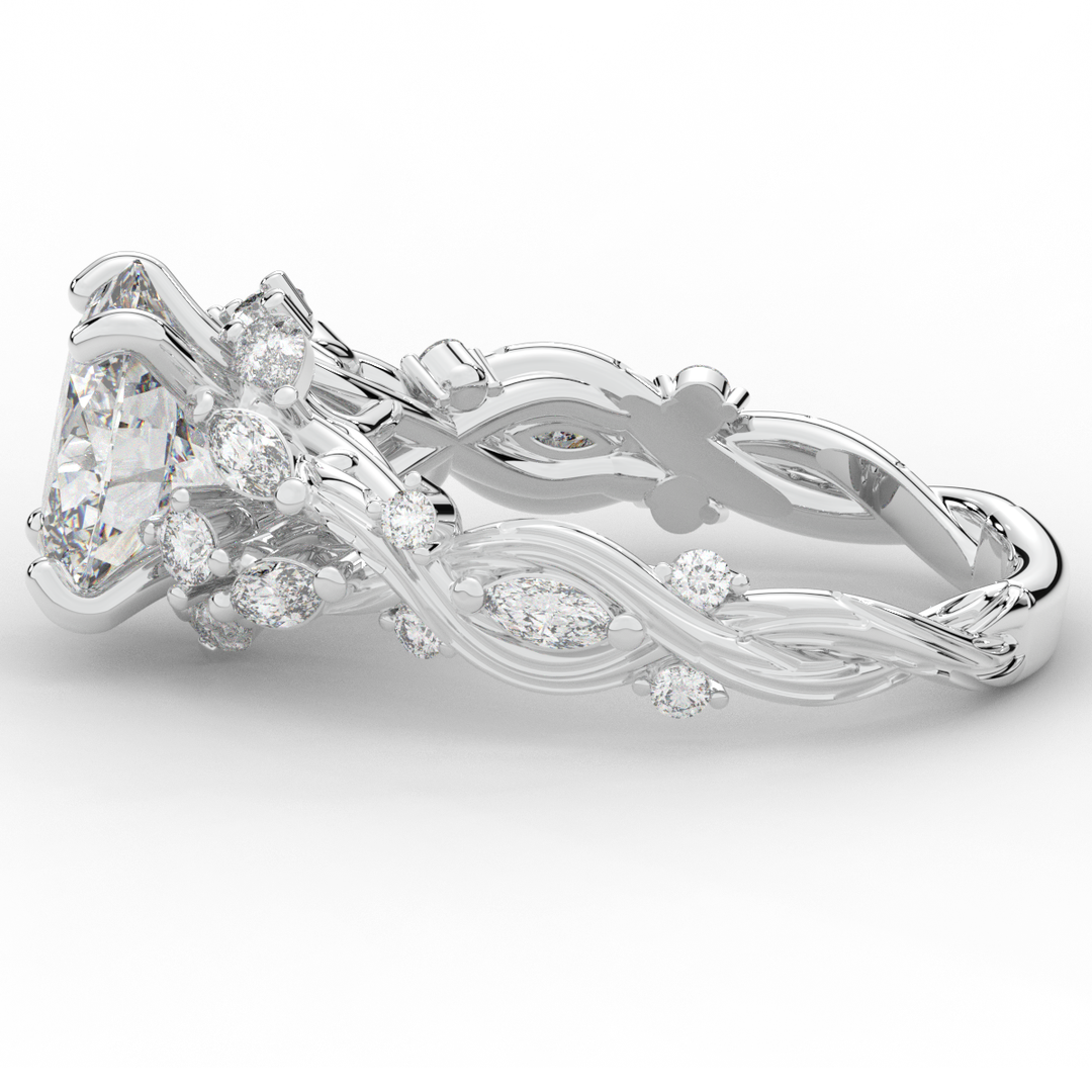 2.60CT.TW OVAL LAB DIAMOND STYLIZED VINE AND TREE BARK FINISH ENGAGEMENT RING - Nazarelle