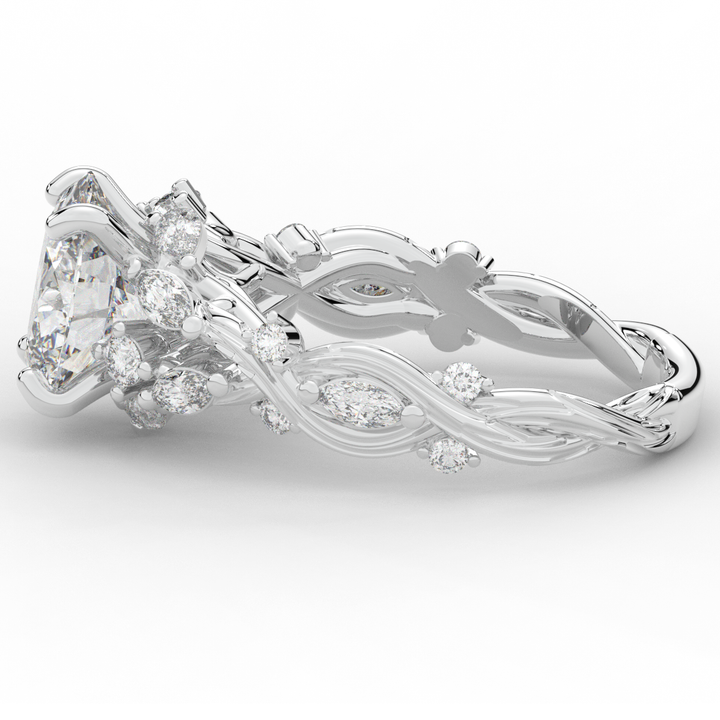 2.60CT.TW OVAL LAB DIAMOND STYLIZED VINE AND TREE BARK FINISH ENGAGEMENT RING - Nazarelle
