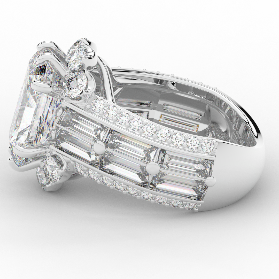 8.25CT.TW RADIANT LAB DIAMOND HALO ENGAGEMENT RING - Nazarelle