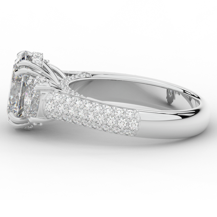 3.70CT.TW OVAL LAB DIAMOND 3 STONE ENGAGEMENT RING - Nazarelle