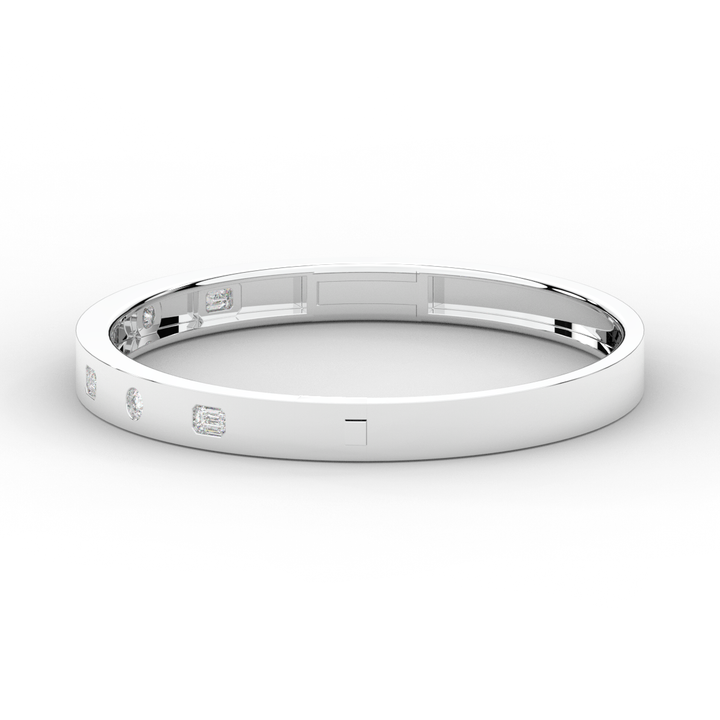 1.00CT.TW ROUND AND EMERALD CUT LAB DIAMOND BEZEL SET BANGLE - Nazarelle