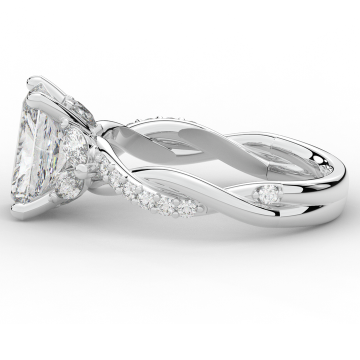 2.40CT.TW RADIANT LAB DIAMOND TWIST BAND ENGAGEMENT RING - Nazarelle