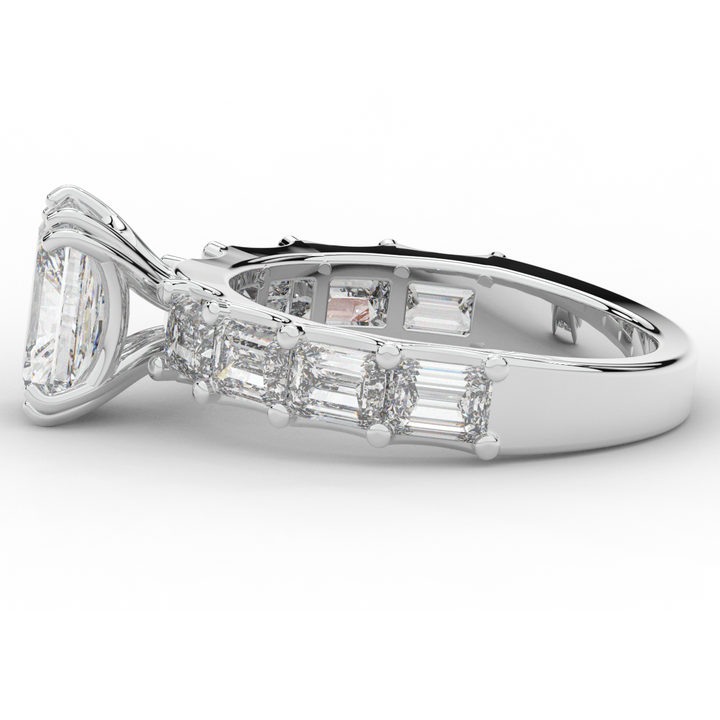 3.75CT.TW RADIANT LAB DIAMOND SOLITAIRE ENGAGEMENT RING - Nazarelle