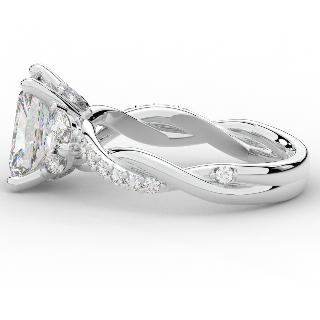 2.40CT.TW RADIANT LAB DIAMOND TWIST BAND ENGAGEMENT RING - Nazarelle